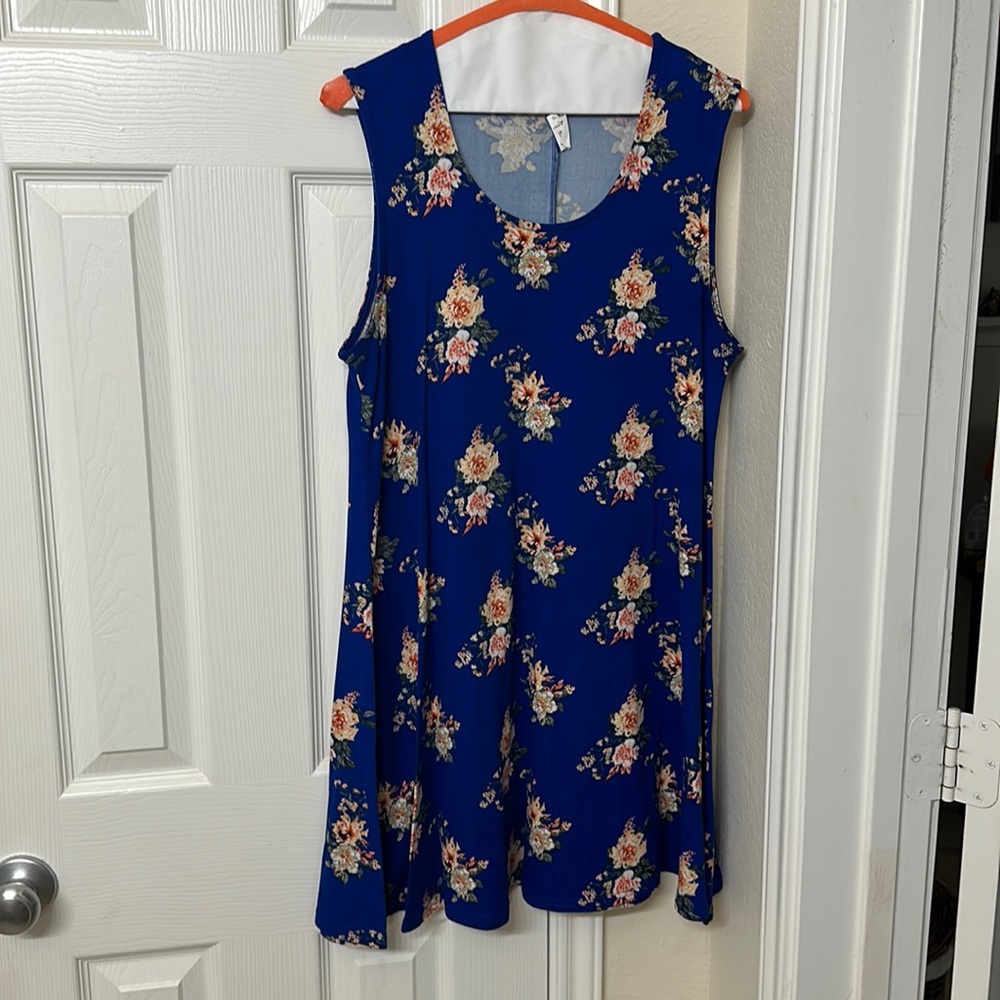 Royal blue and floral dress